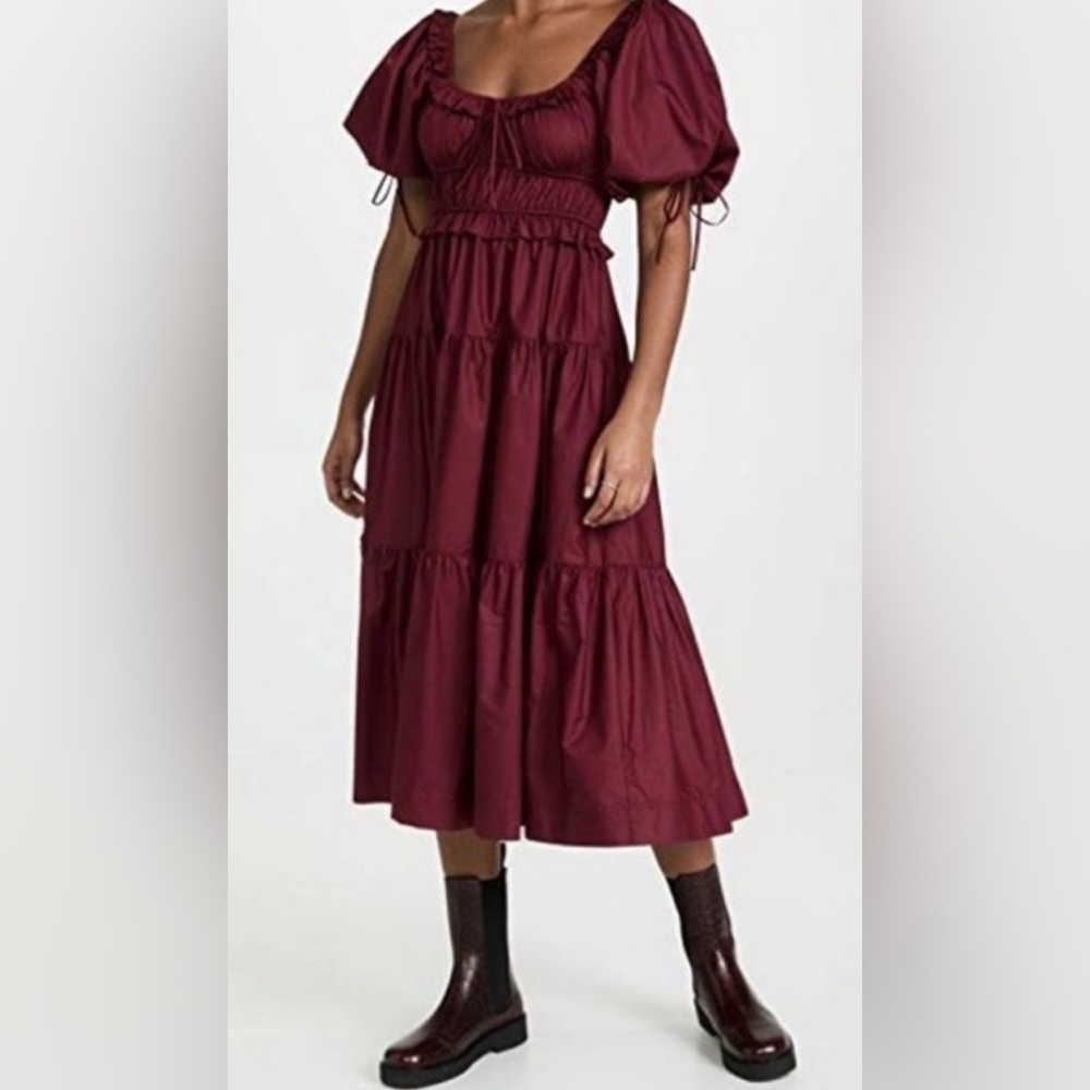 En Saison Deep Red Tiered Dress